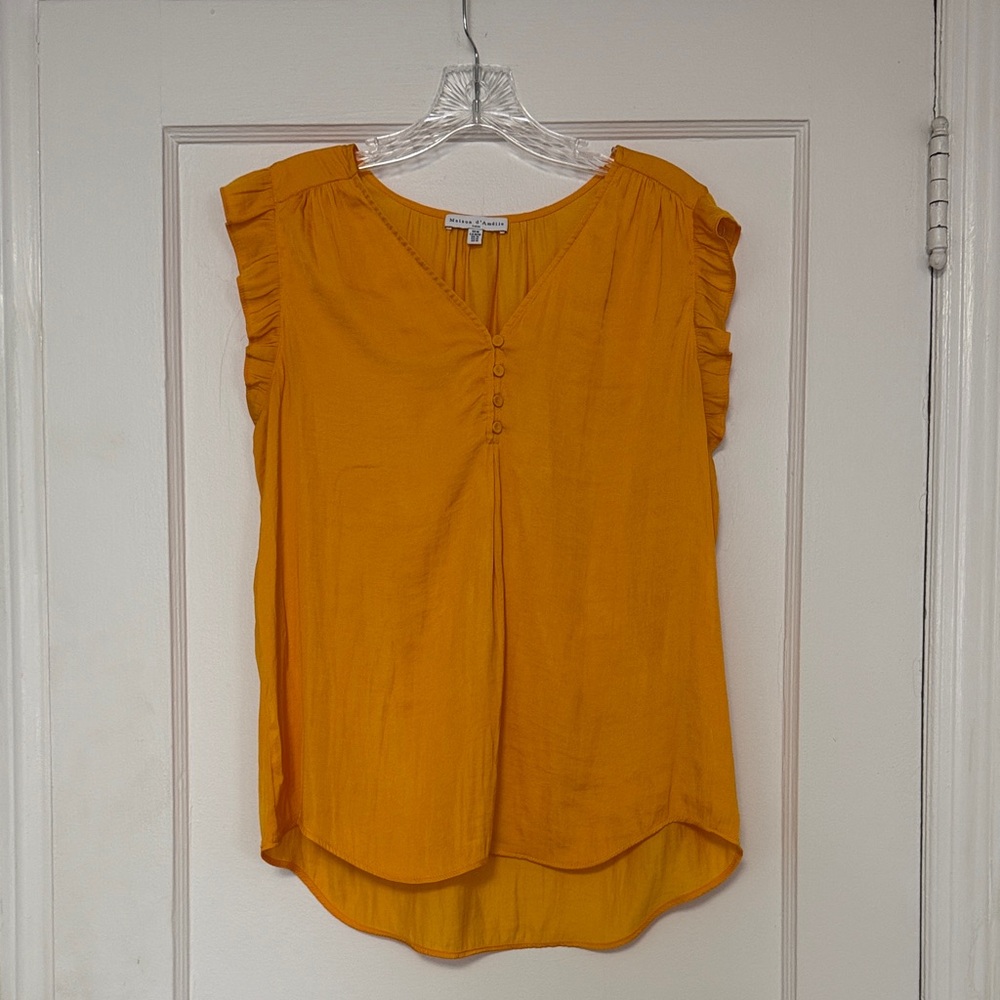 Yellow Sleeveless Ruffled Women's Top